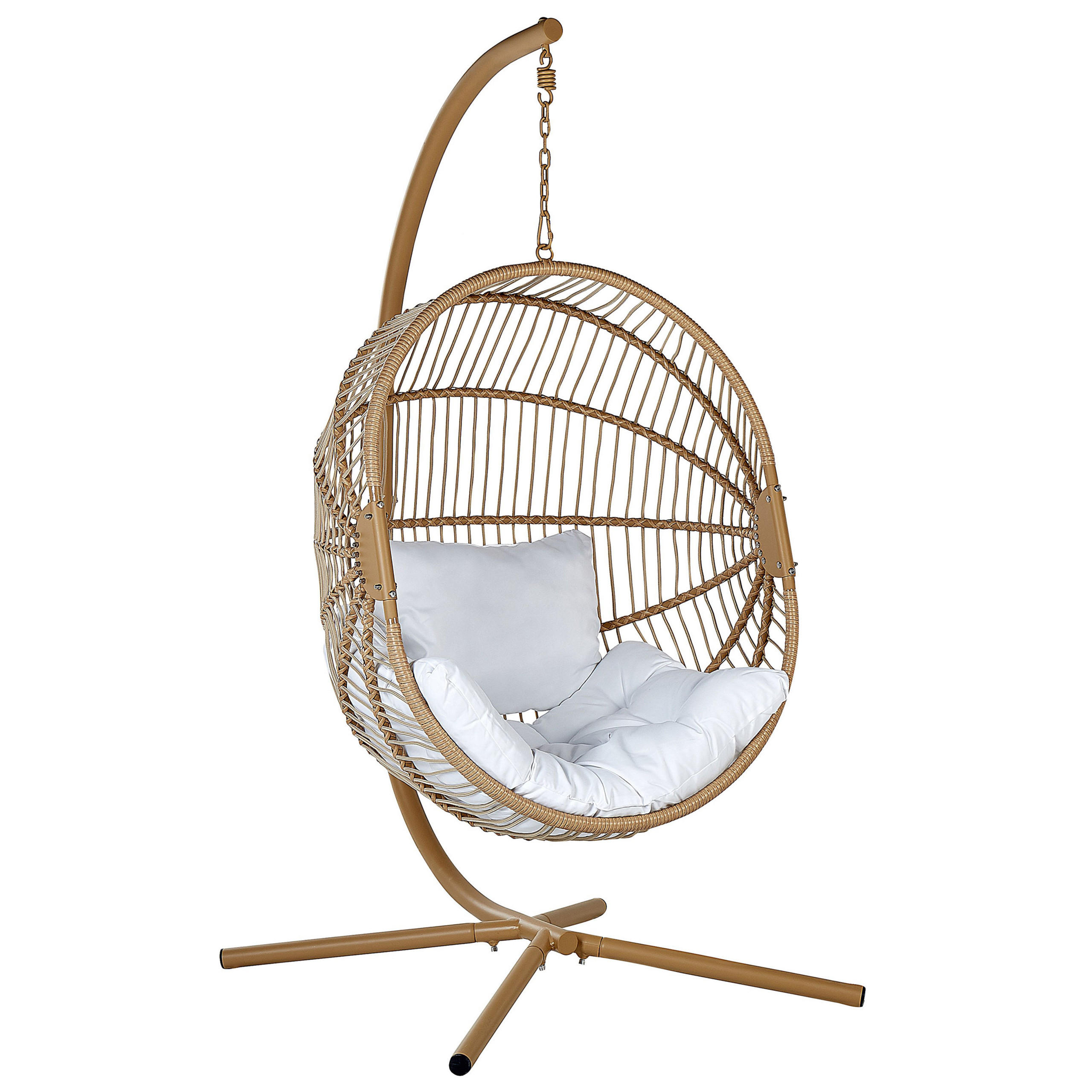 HÄNGESESSEL mit beigem PE Rattangestell Acri - Beige, Kunststoff (98/197/120cm) - Beliani