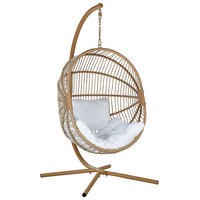 HÄNGESESSEL mit beigem PE Rattangestell Acri - Beige, Kunststoff (98/197/120cm) - Beliani