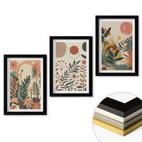 WANDBILDER 3er-Set - 20x30 cm Schwarzer Rahmen - Vintage-Pflanzenmuster in Pastellfarben - Schwarz, Kunststoff (20/30cm) - ArtPrintCave