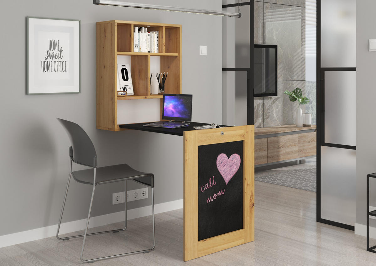 SCHREIBTISCH Artisan Eiche, Schwarz 60/144/90 - Schwarz, Holzwerkstoff (90/60/144cm) - RAUMHIRSCH FURNITURE