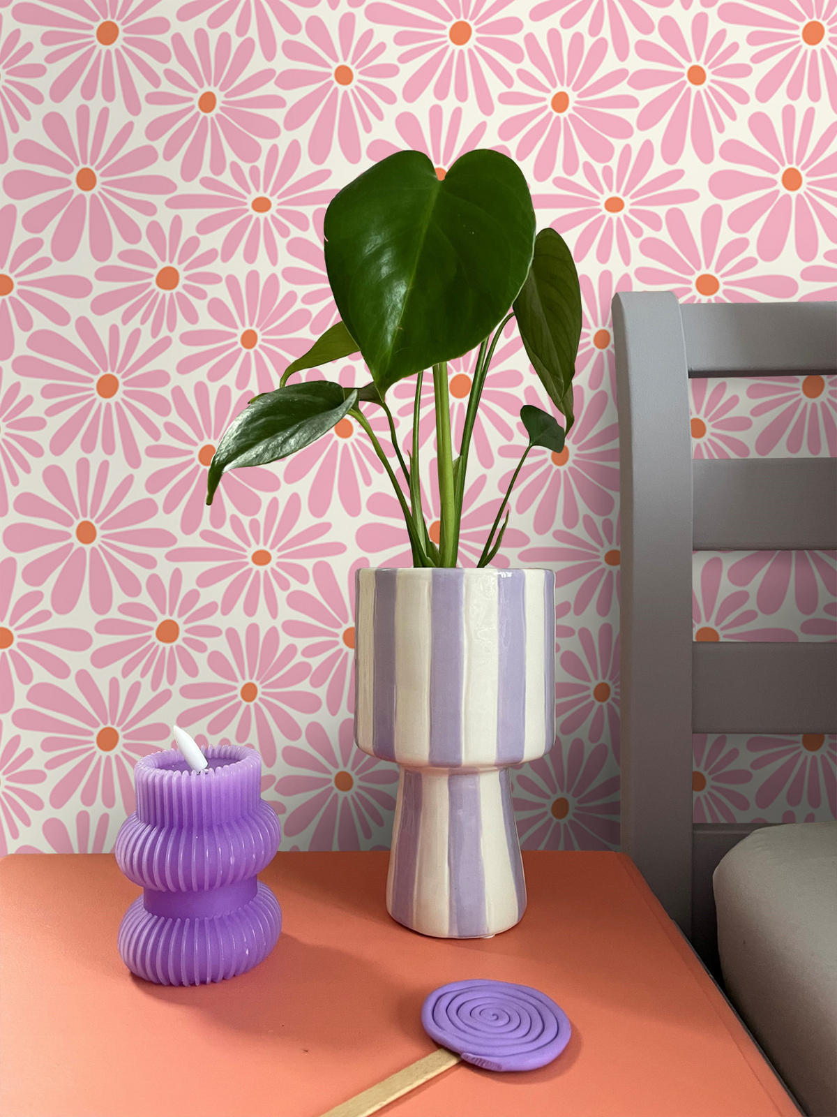 TAPETE Gänseblümchen 53 cm x 10.05 m - Pink, Papier (53/1000cm) - ESTAhome