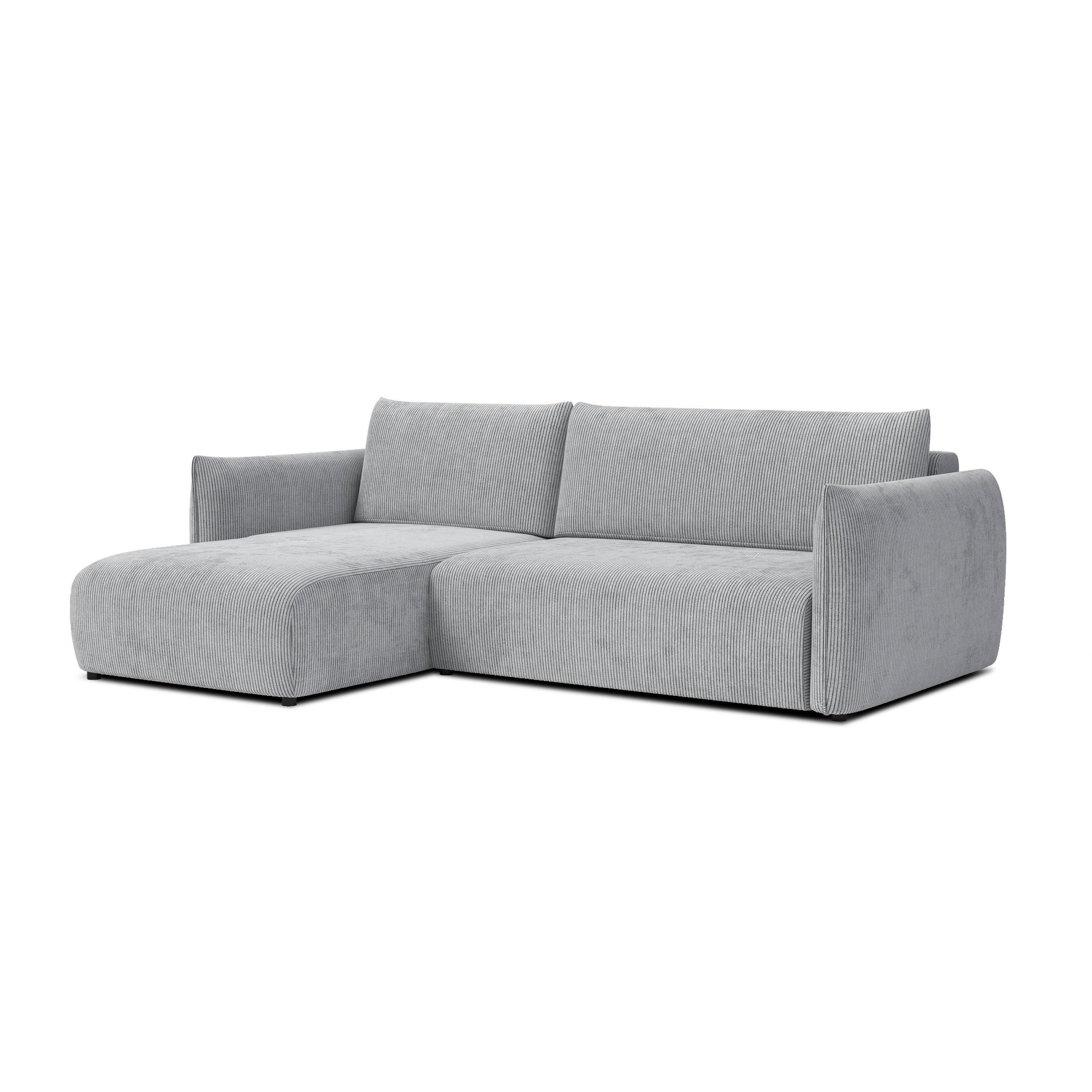 ECKSOFA TAUER 3-Sitzer rechts, hellgrau - Hellgrau/Schwarz, Holz/Textil (248/173cm) - Courtois Laville
