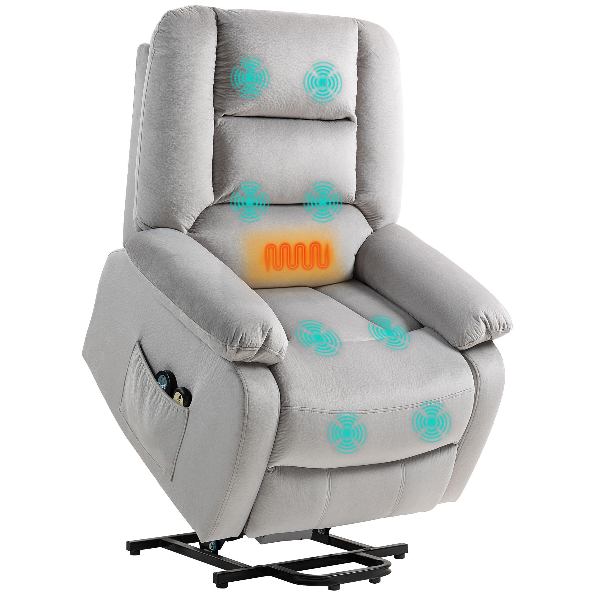 MASSAGESESSEL DE-06309 mit Wärme, 135° neigbar Hellgrau - Hellgrau, Textil/Metall (90/110/93cm) - ComfortXL