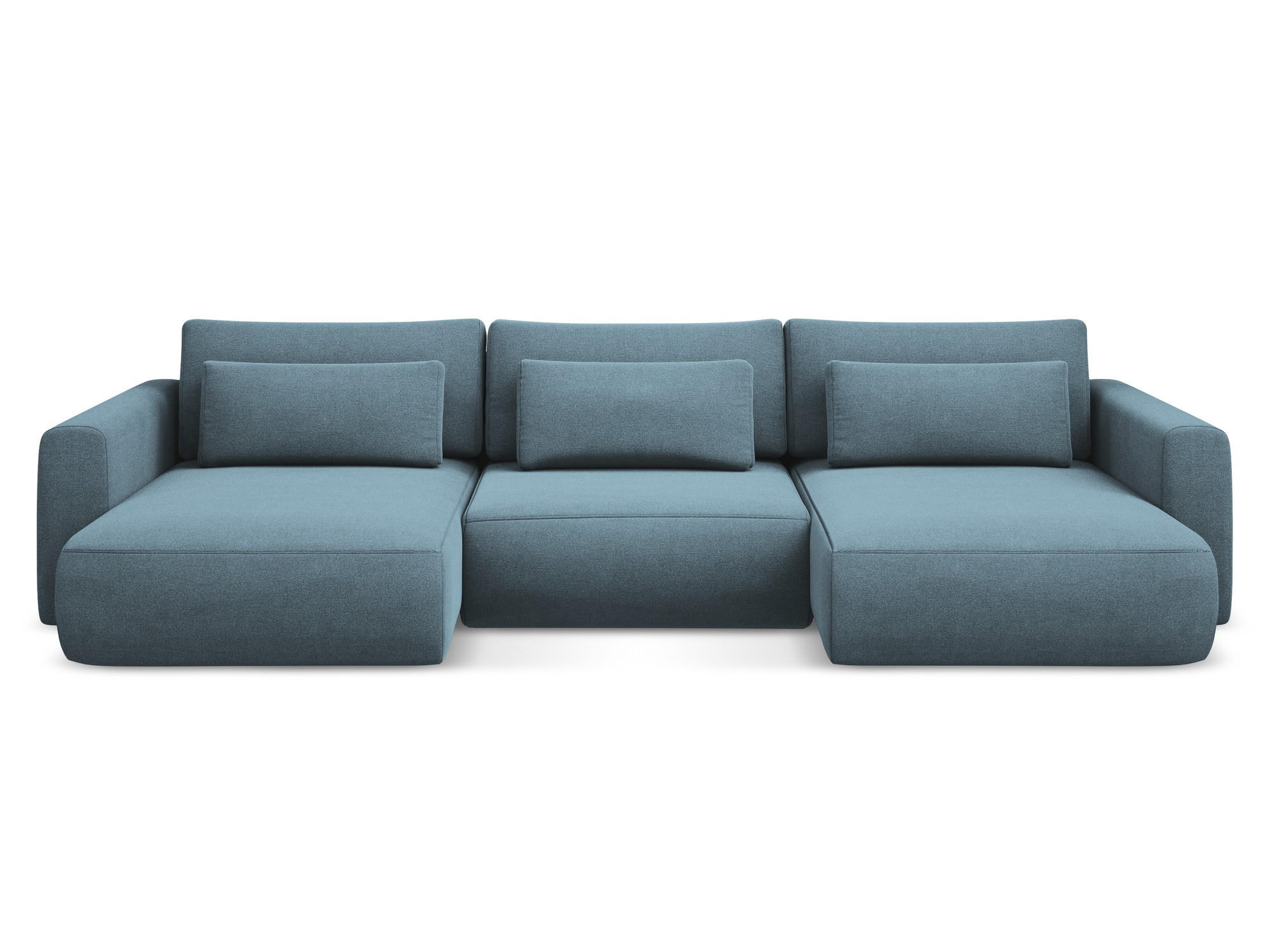 WOHNLANDSCHAFT Strukturstoff Stoff Blau - Blau/Schwarz, Kunststoff/Textil (340/82/149cm) - Makamii