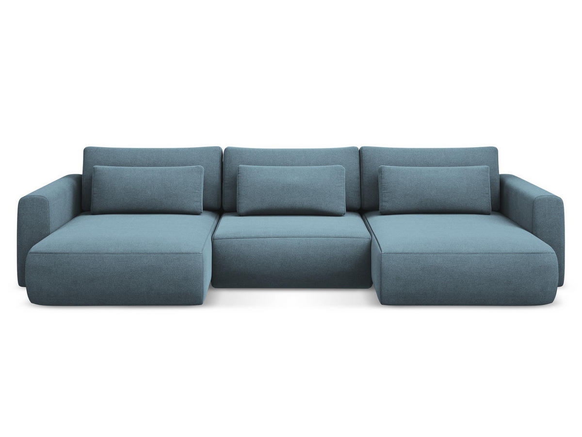 WOHNLANDSCHAFT Strukturstoff Stoff Blau - Blau/Schwarz, Kunststoff/Textil (340/82/149cm) - Makamii