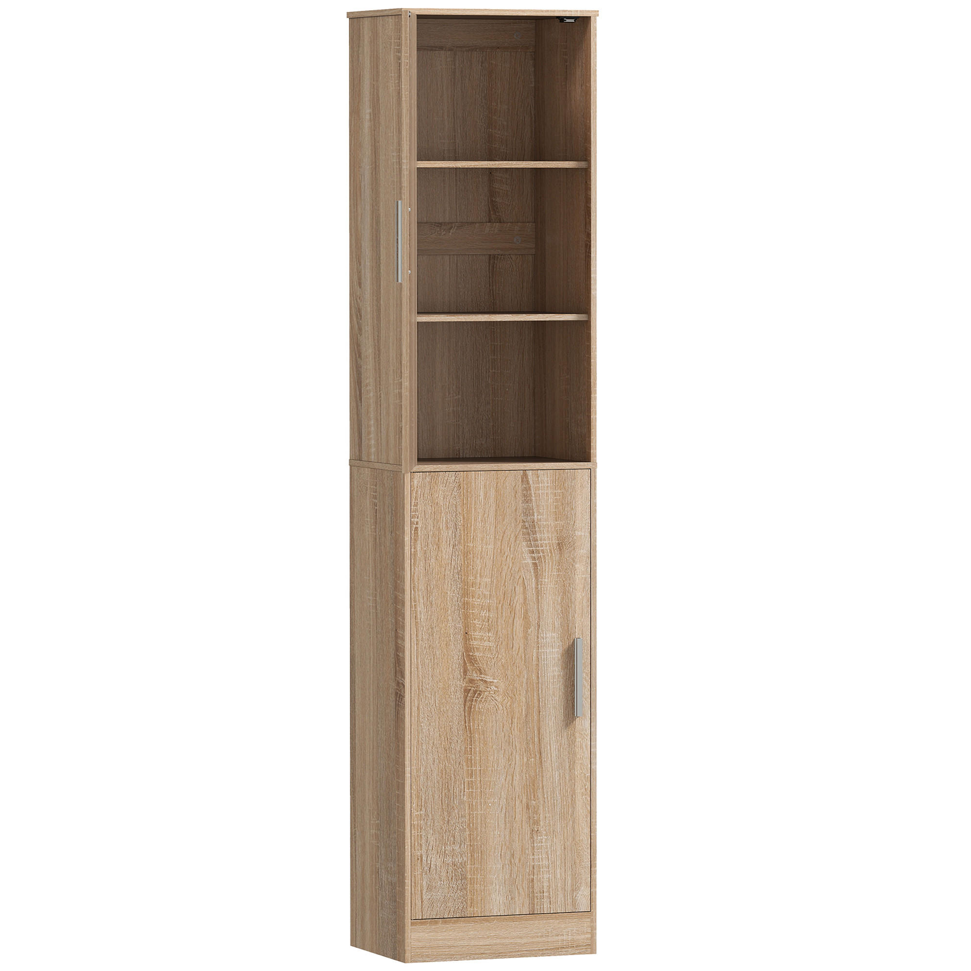 BADRUMSSKÅP smal högskåp med 2 dörrar och justerbara hyllor Naturfärgad 180/35/40 cm
