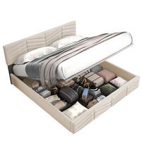 POLSTERBETT 160/200 cm in Beige aus Samt mit Bettkasten und verstellbarem Kopfteil - Beige, Textil (160/200cm) - Flora Grace