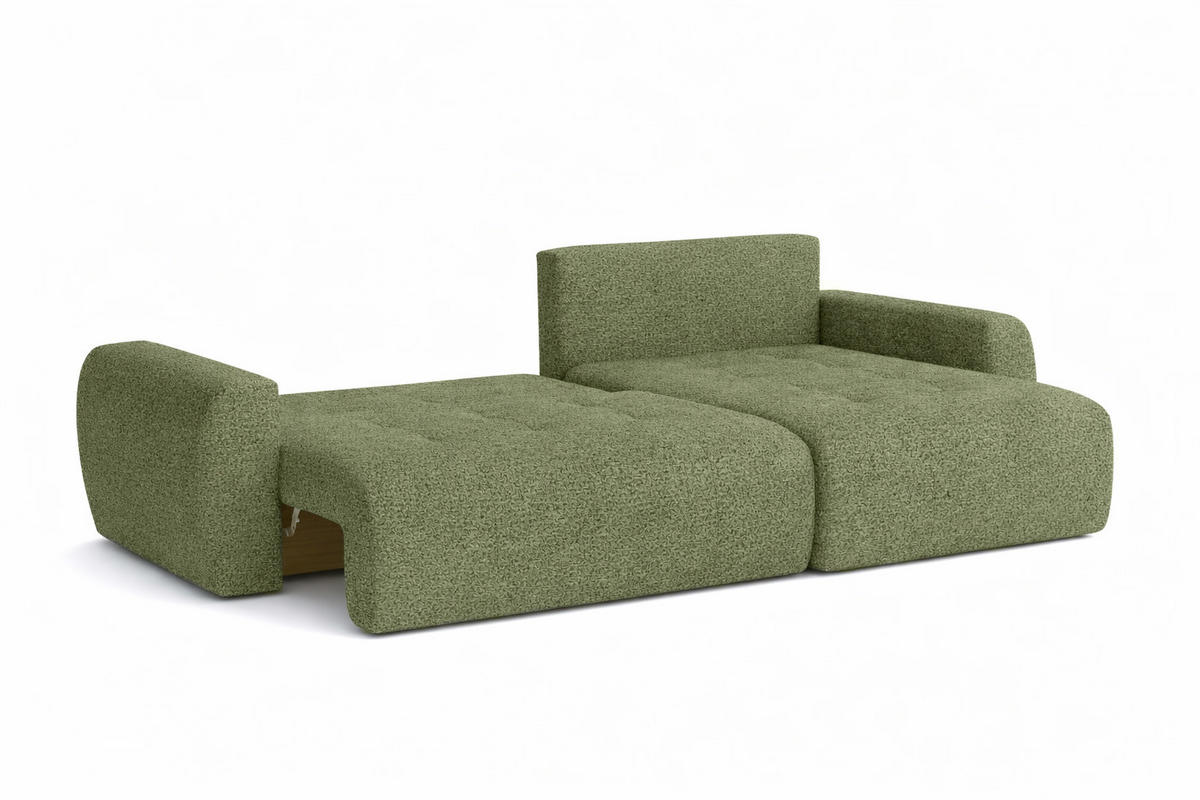 ECKSOFA Mit Schlaffunktion Und Bettkasten L-Form Ivo L, Chenille-Stoff Artico, Moss, Rechts - Grün, Holz (250/142cm) - Kaiser Möbel