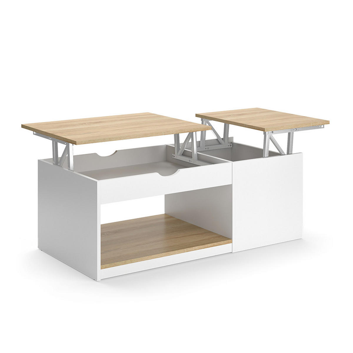 COUCHTISCH Avela Weiß/Sonoma 55 x 110 cm - Weiß, Holzwerkstoff (110/55/54cm) - Vicco