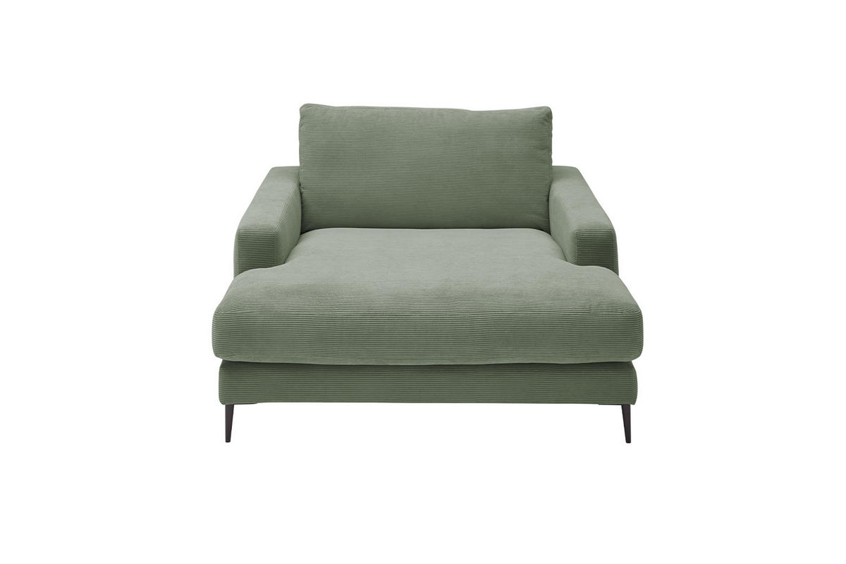 LONGSEAT CARA Grün Cord - Schwarz/Grün, Textil/Metall (132/84/170cm) - KAWOLA