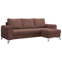 ECKSOFA Hugo Cord Braun - Schwarz/Braun, Textil/Metall (242/140cm) - MKS