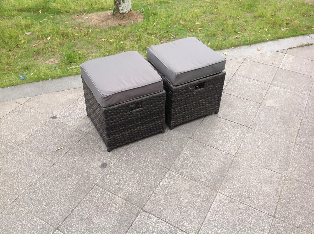GARTENMÖBELSET mit Esstisch,Stuhl 11-Sitzer Grau - Dunkelgrau/Grau, Glas/Kunststoff - Fimous
