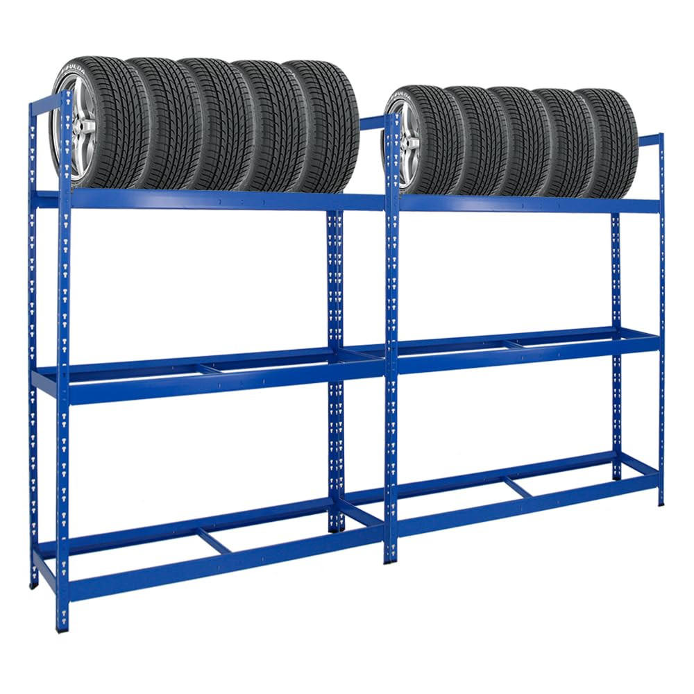 REIFENREGAL Tiger XL 2er-Set mit 2x 200x150x45 cm 300 kg Fachlast bis zu 36 Reifen Blau - Blau, Metall (300/200/45cm) - PROREGAL