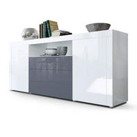 SIDEBOARD Santiago Weiß Hochglanz / Grau Hochglanz - Weiß Hochglanz, Holzwerkstoff (167/72/35cm) - Vladon