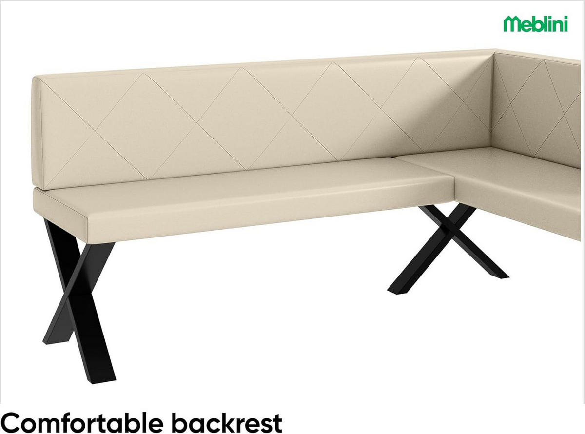 ECKBANK ERIC_X - Creme, Leder (128/168cm) - Meblini