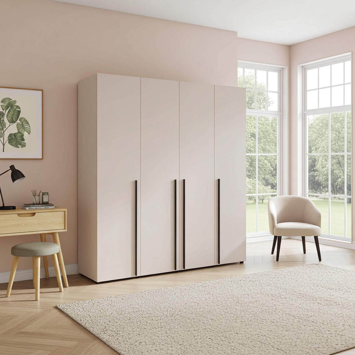 DREHTÜRENSCHRANK Arni Kaschmir Beige - 11 Fächer - 200x206x60 cm - Kaschmir, Holzwerkstoff (200/206/60cm) - Ravio