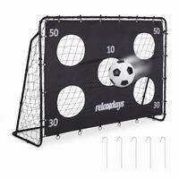 FUSSBALLTOR Schwarz mit Torwand Stahl 153x217x75 cm - Schwarz, Textil/Metall (217/75cm) - Relaxdays