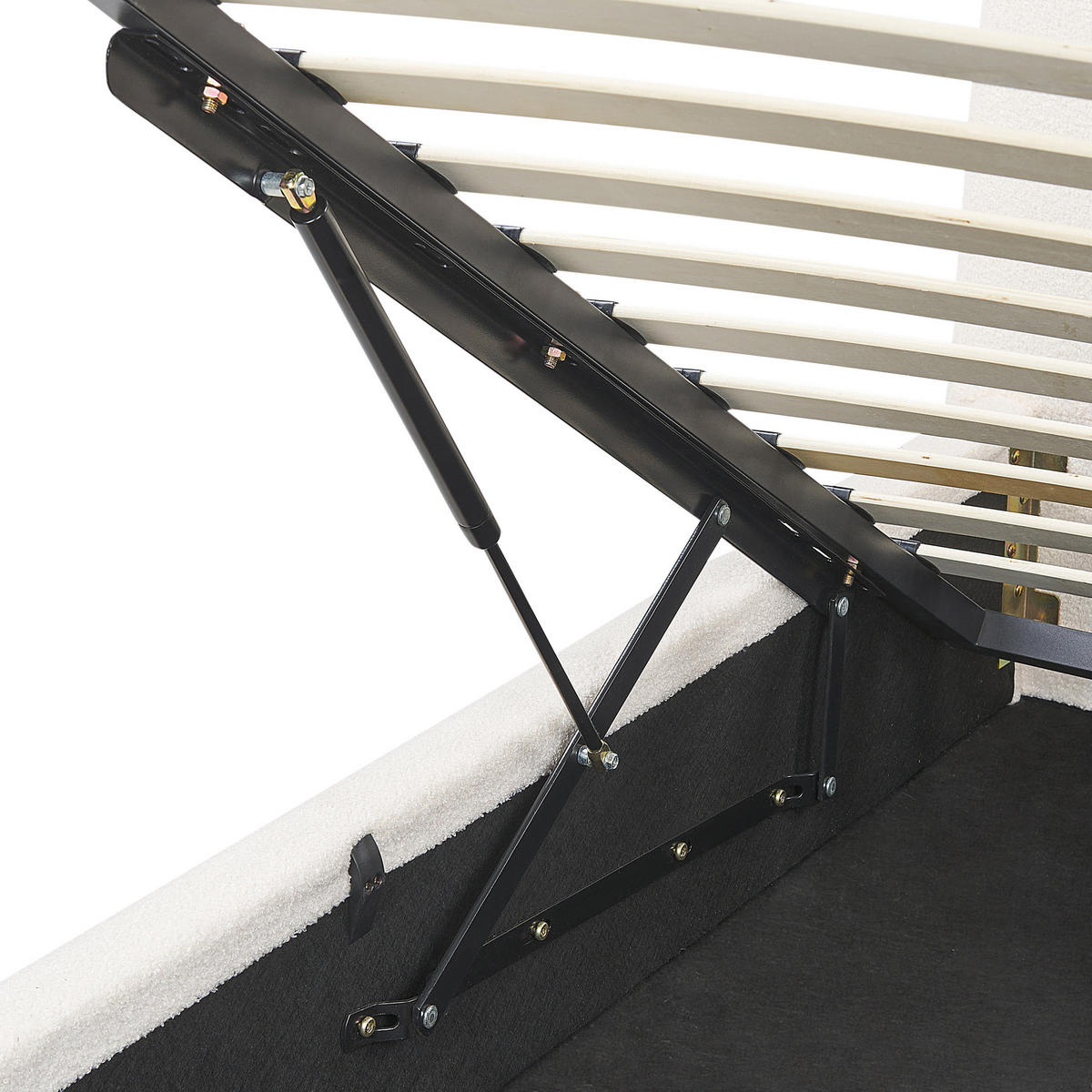 BETT mit Stauraum 160/200 cm Cremeweiß Blagnac - Weiß, Textil (160/200cm) - Beliani