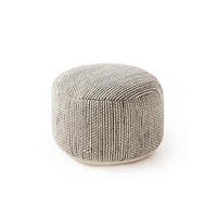 WOLL-POUF handgefertigt Rocco Beige/Schwarz 55x55x30 cm - Beige/Schwarz, Textil (55/30/30cm) - KUNSTLOFT