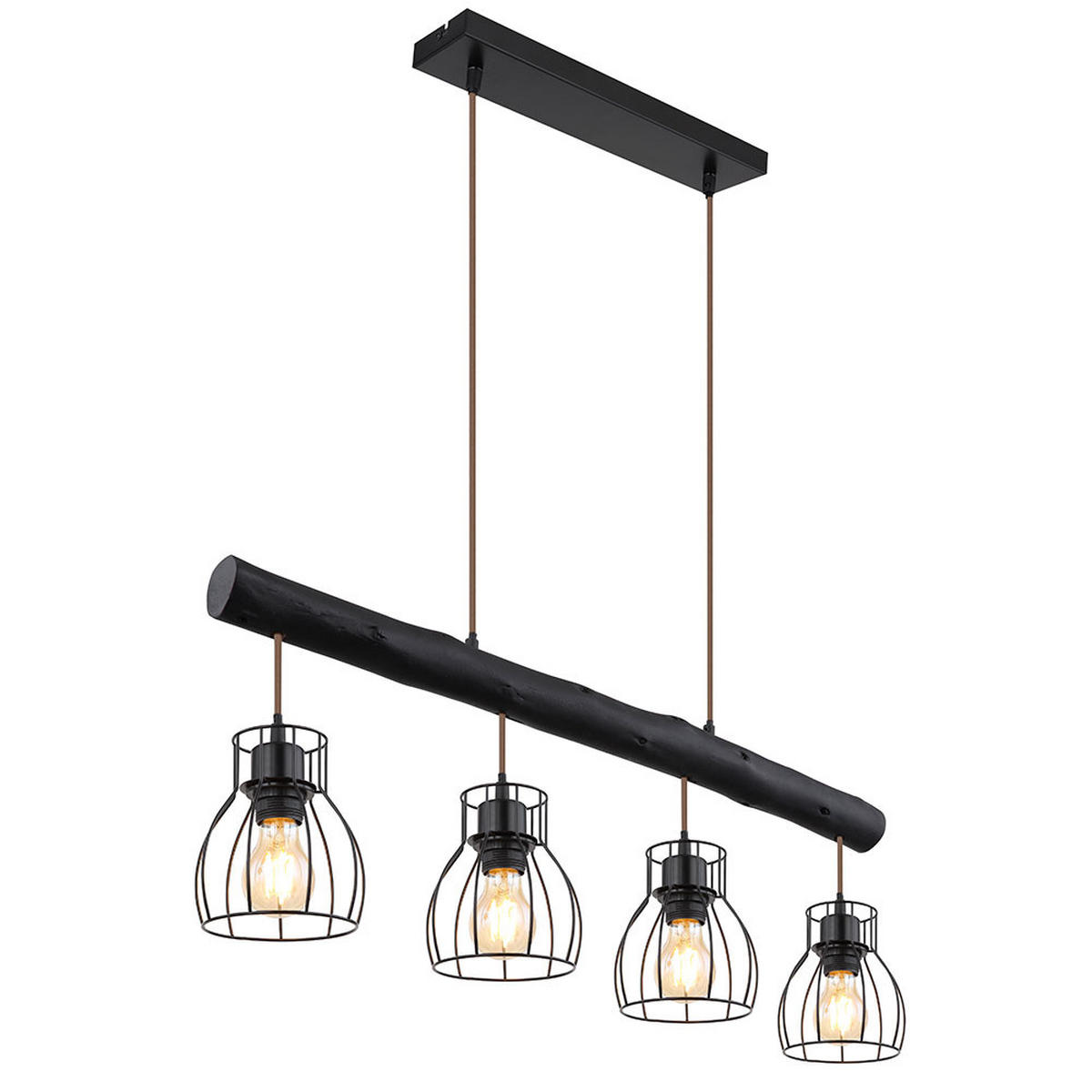 HÄNGELEUCHTE Balken Schwarz Matt - Schwarz, Holz (82.5/16.3/140cm) - Globo Lighting