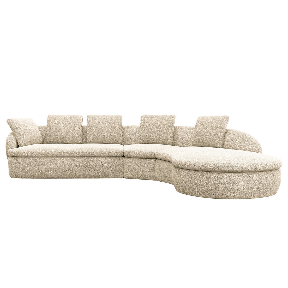 ECKSOFA mit Rundecke - Creme/Schwarz, Kunststoff/Textil (340/225cm) - home24