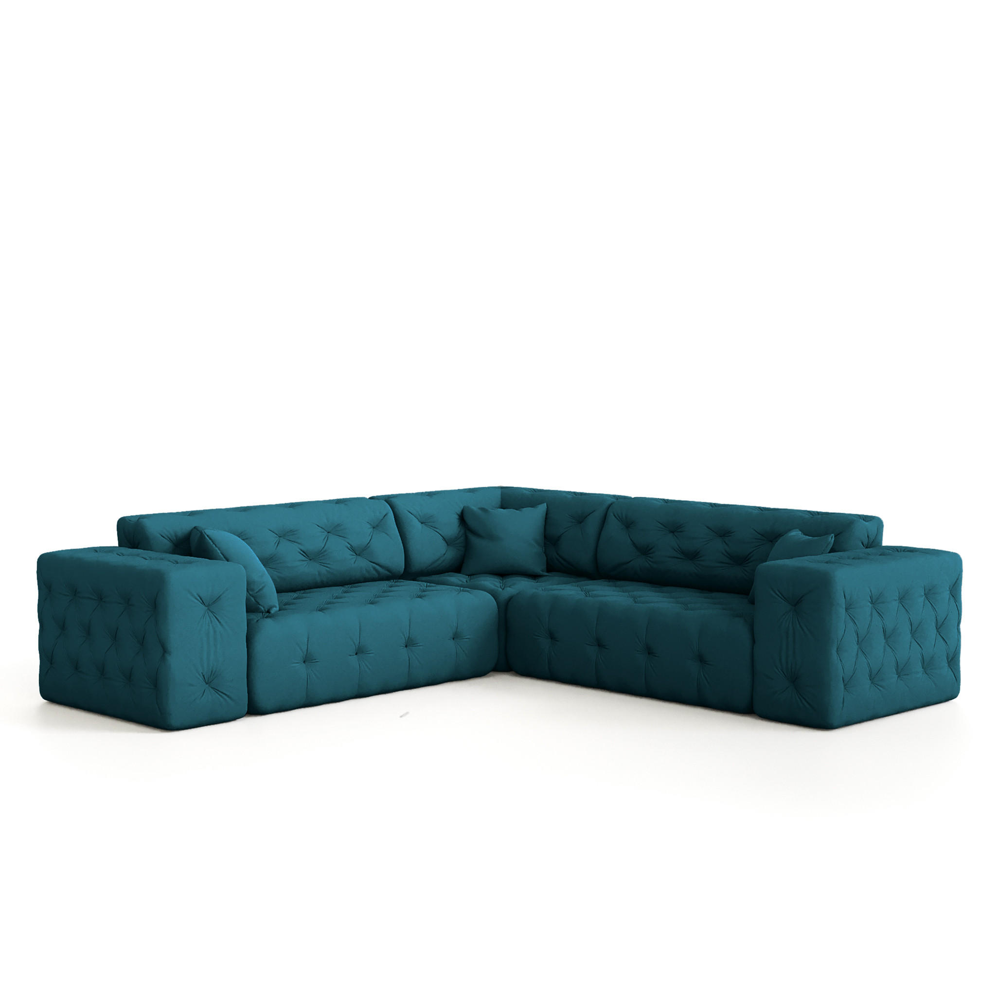 ECKSOFA Chantal - Blau, Holzwerkstoff/Textil (246/246cm) - Fun Möbel