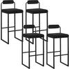 BARHOCKER 4er Set, Hochstuhl, Samt, Schwarz - Schwarz, Textil/Metall (39/95.5/38.5cm) - Woltu