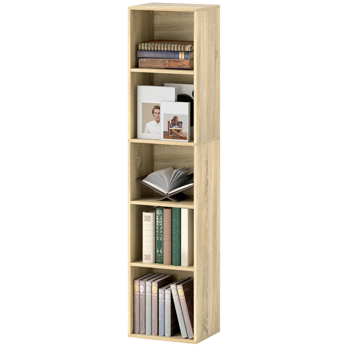 REGAL DE-15525 5 Stufen, 3 verstellbare Böden, 30/24/133 cm Natur - Naturfarben, Holzwerkstoff (30/133.5/24cm) - ComfortXL