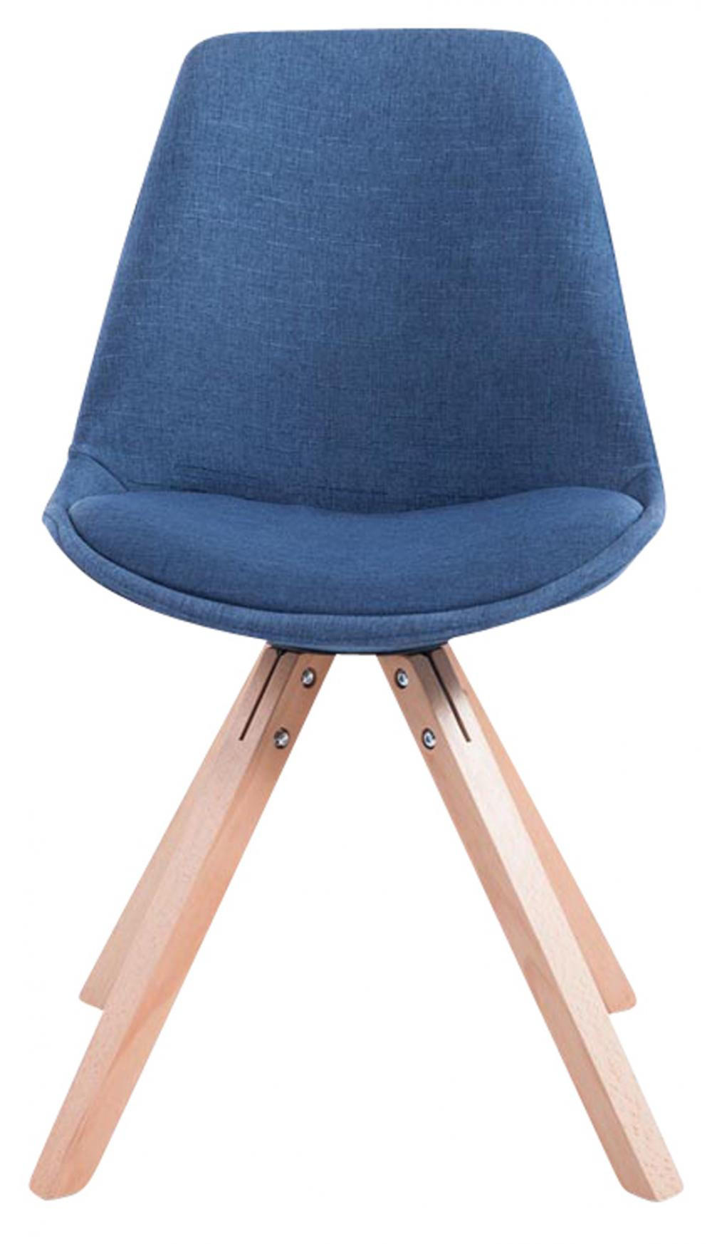 STUHL 4er Set Stoff blau - Blau/Eukalyptusholzfarben, Holz/Textil (48/84/56cm) - CLP