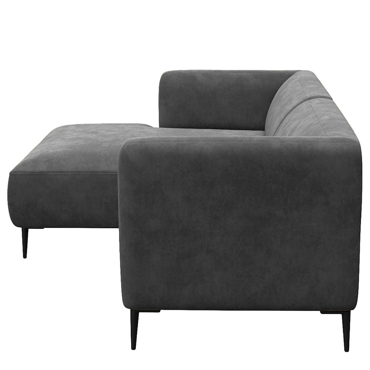 1,5-SITZER ECKSOFA mit Longchair - Schwarz/Grau, Textil/Metall (211/148cm) - home24