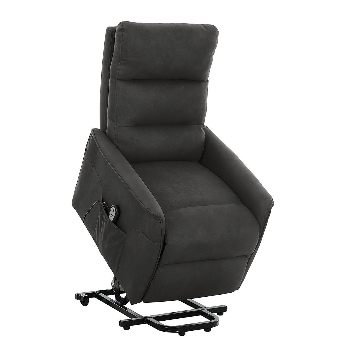 FERNSEHSESSEL - Mit Aufstehhilfe - Microfaser - Anthrazit - Anthrazit/Schwarz, Textil/Metall (67/102/87cm) - home24