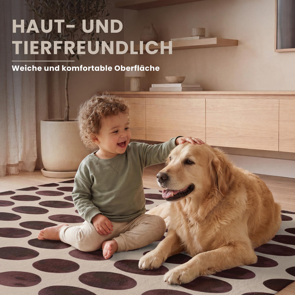 KOBERCE - Bodky - Vzor - Hnedý - 120x180 cm - tmavohnedá, textil/plast (120/0.4cm) - OnlyWow