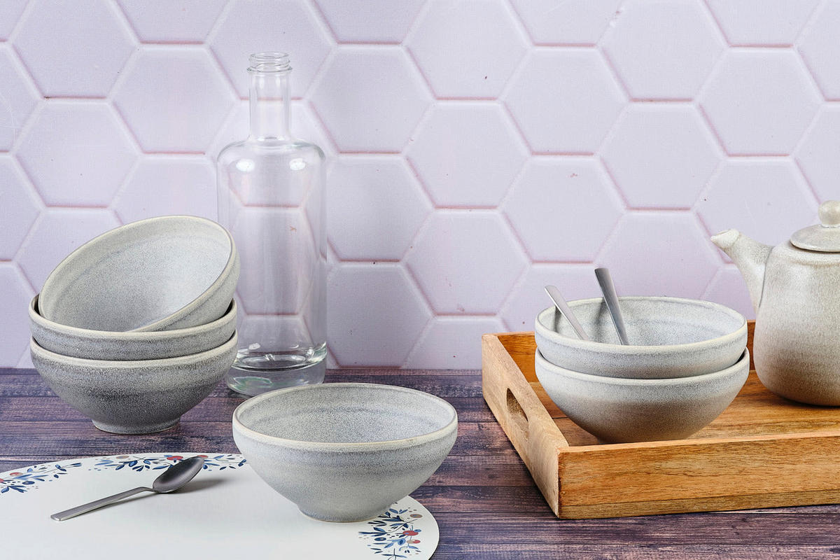 SCHALEN Stone Ø15cm - 6er-Set - Mondgrau - Grau, Keramik (15cm) - Björn