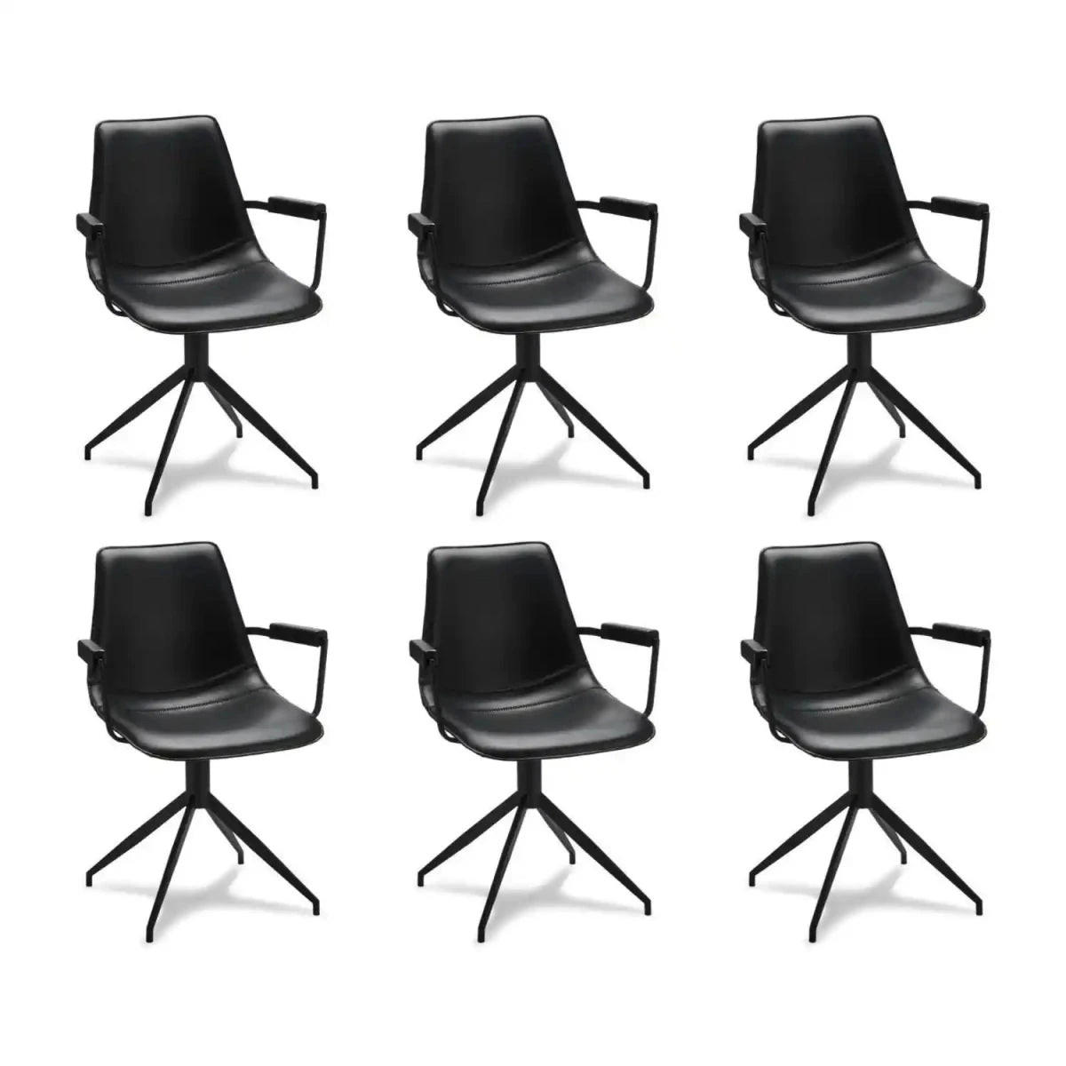 ARMLEHNSTUHL-SET 6 Stück in Kunstleder Schwarz - Schwarz, Textil/Metall (59/85/57cm) - Furnhouse