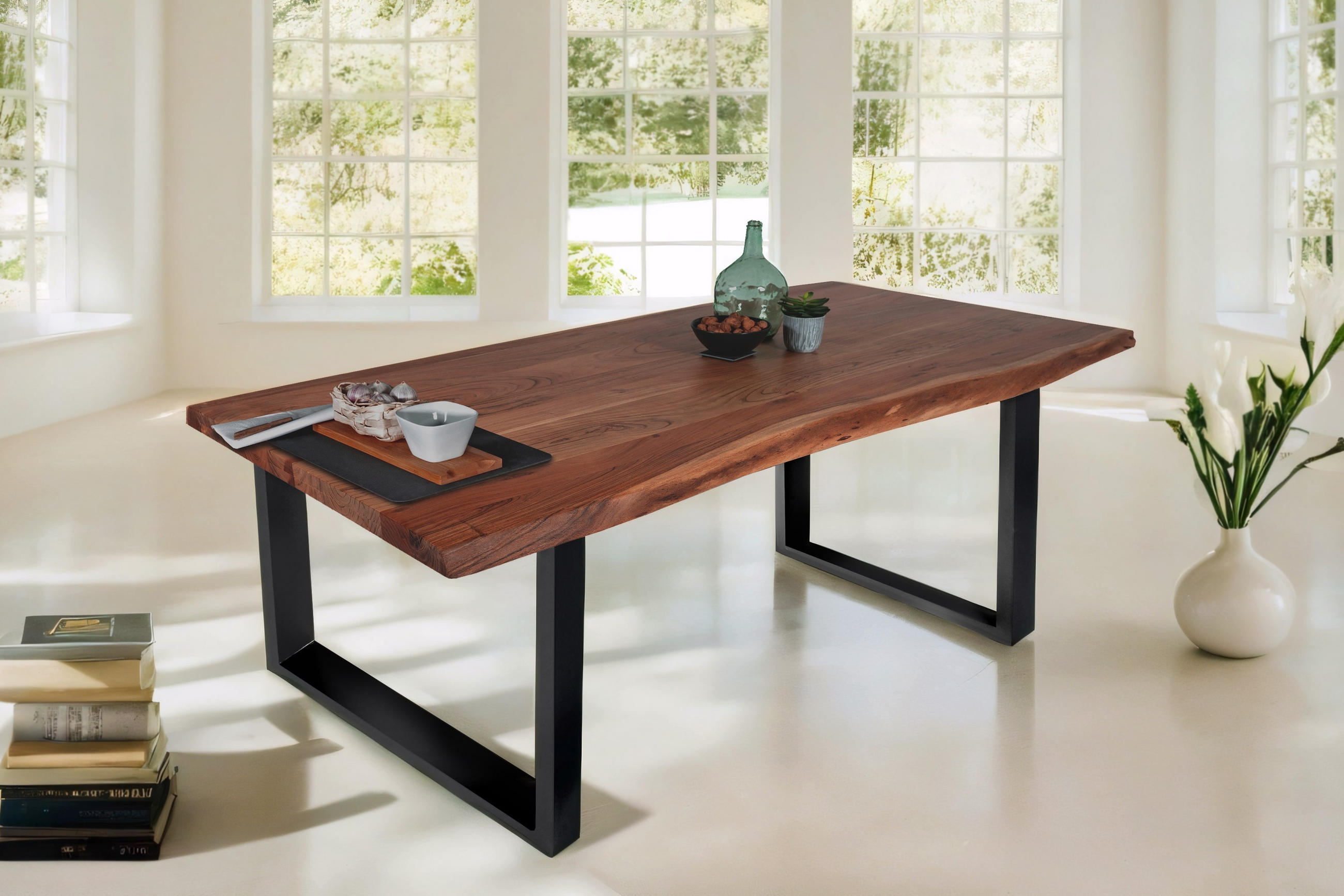ESSTISCH THEA - Schwarz/Braun, Holz/Metall (80/120/77cm) - SAM