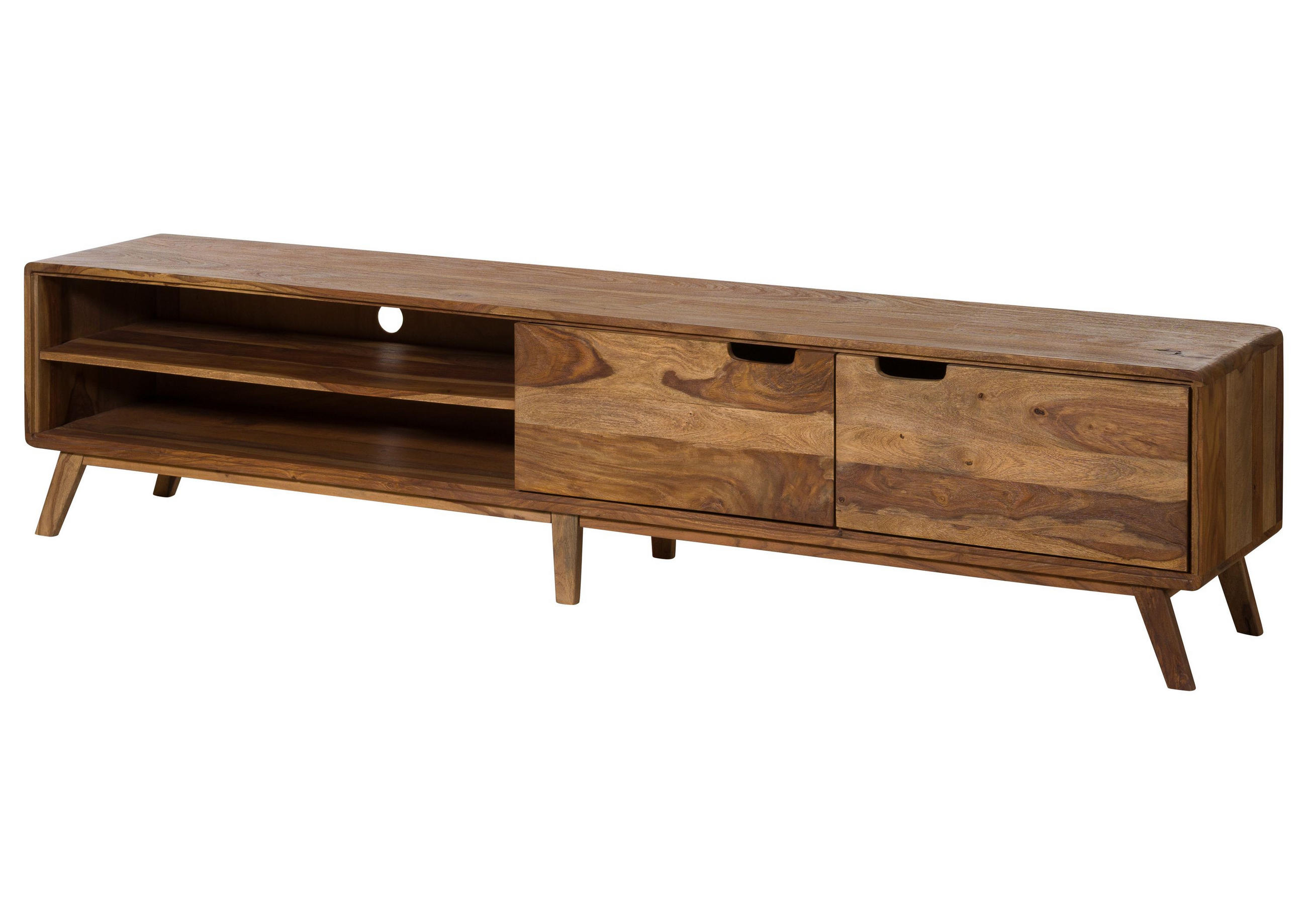 TV-BOARD Sheesham 220x40x48 natur sandgestrahlt lackiert MALMÖ 2 #225 - Naturfarben, Holz (40/48/220cm) - Massivmoebel24