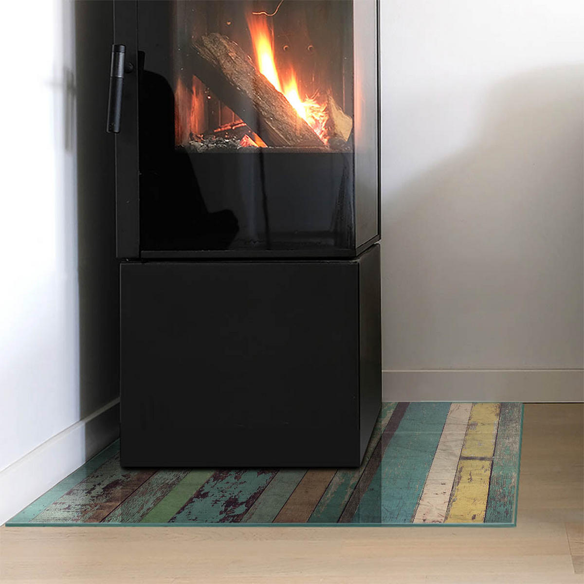 GLASPLATTE für Kamin 60x60 cm Türkis - Türkis, Glas (60/60/0.4cm) - ArtPrintCave