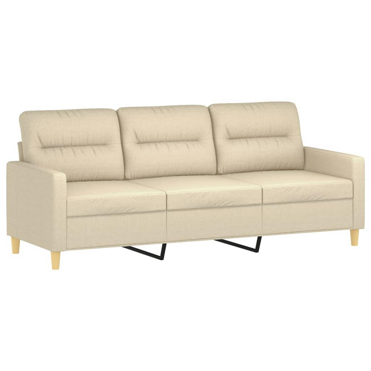 SOFAGARNITUR 3-TLG. Mit Kissen Creme Stoff - Schwarz, Textil (77/80/78cm) - vidaXL