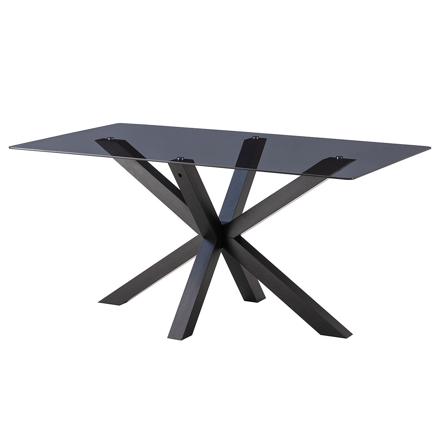 ESSTISCH - Glas / Massivholz - Eiche - Eichefarben/Schwarz, Glas/Holz (90/160/76cm) - home24