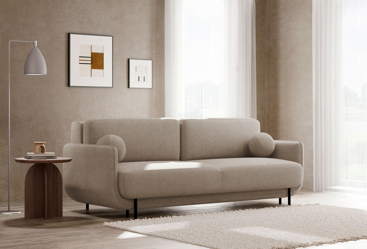 SCHLAFSOFA Ovals Beige - Beige/Schwarz, Textil/Metall (236/95/96cm) - Selsey