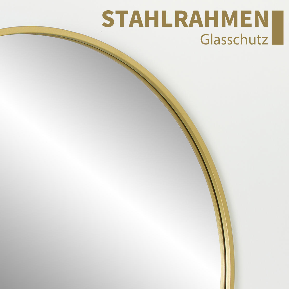 BADSPIEGEL 70x70 cm Rund Spiegel mit Rahmen, Splitterschutzfolie, Wandspiegel - Goldfarben, Metall (70/2.5/70cm) - HOMCOM