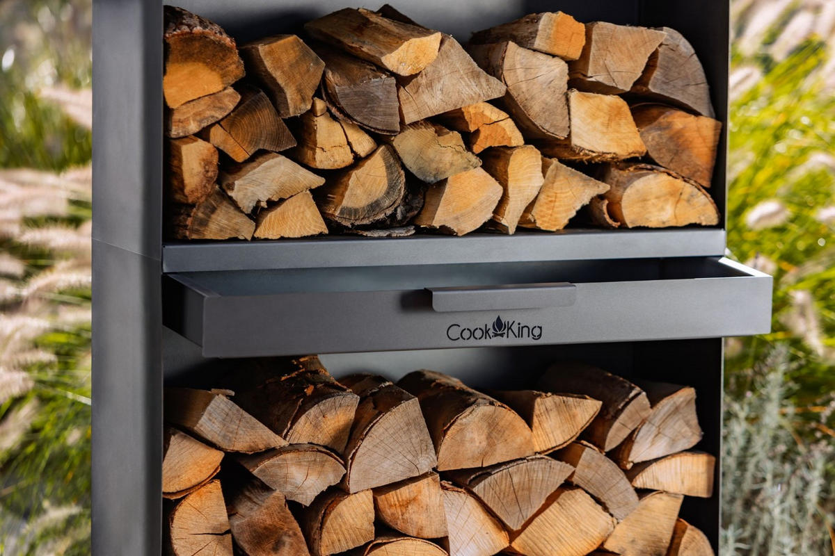 KAMINHOLZREGAL Oregon Stahl schwarz 120 cm - Schwarz, Metall (40/120/30cm) - Mr. Deko