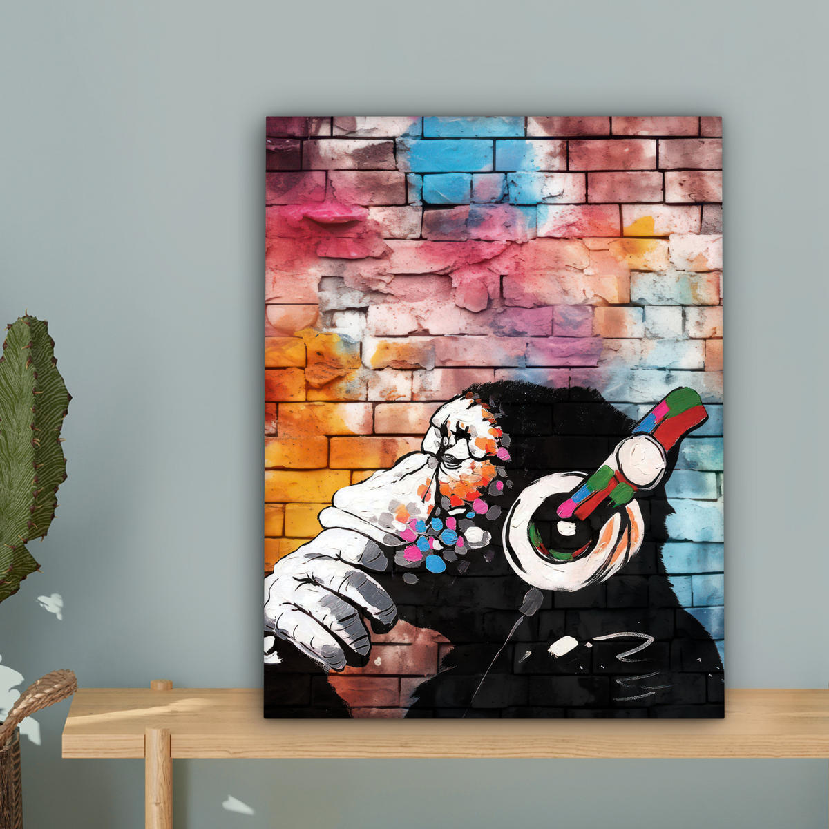 LEINWANDBILD Affe - Graffiti - Musik 30x40 cm - Multicolor, Textil (30/40cm) - MuchoWow
