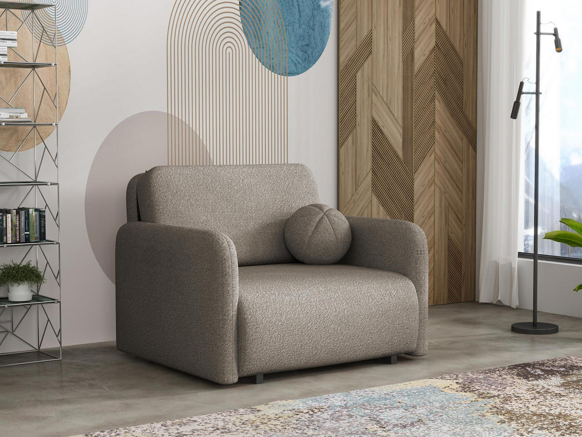 SCHLAFSOFA Viva Sun I - Hellbraun/Schwarz, Holz/Textil (100/85/103cm) - MIRJAN24