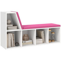 KINDERREGA DE-15551 108/30/60 cm, 5 Fächer, 2 Kissen Weiß/Rosa - Pink, Holzwerkstoff (108/60/30cm) - ComfortXL