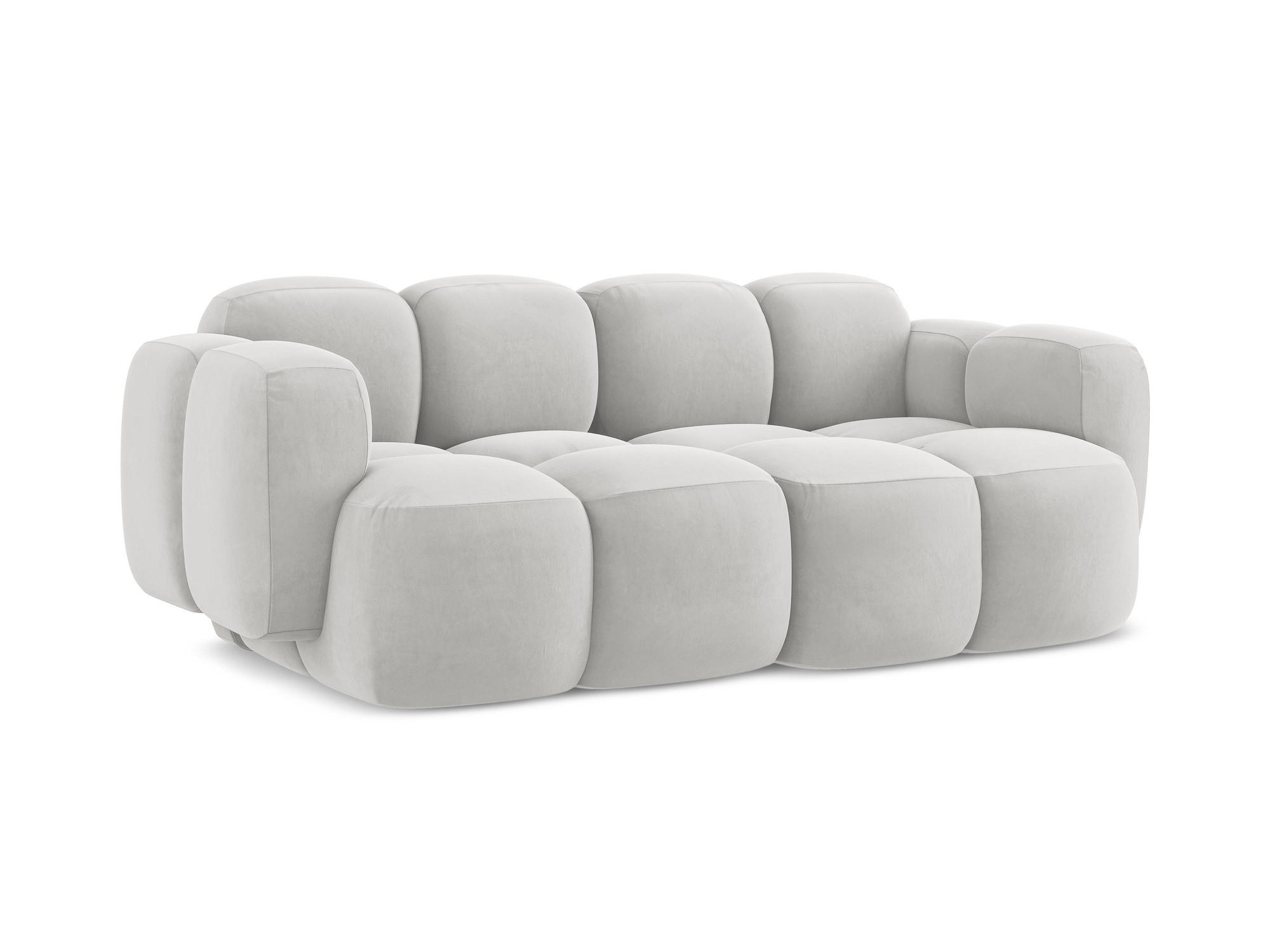 2-SITZER SOFA Samt Stoff Grau - Silberfarben/Schwarz, Holzwerkstoff/Kunststoff (210/72/115cm) - Makamii