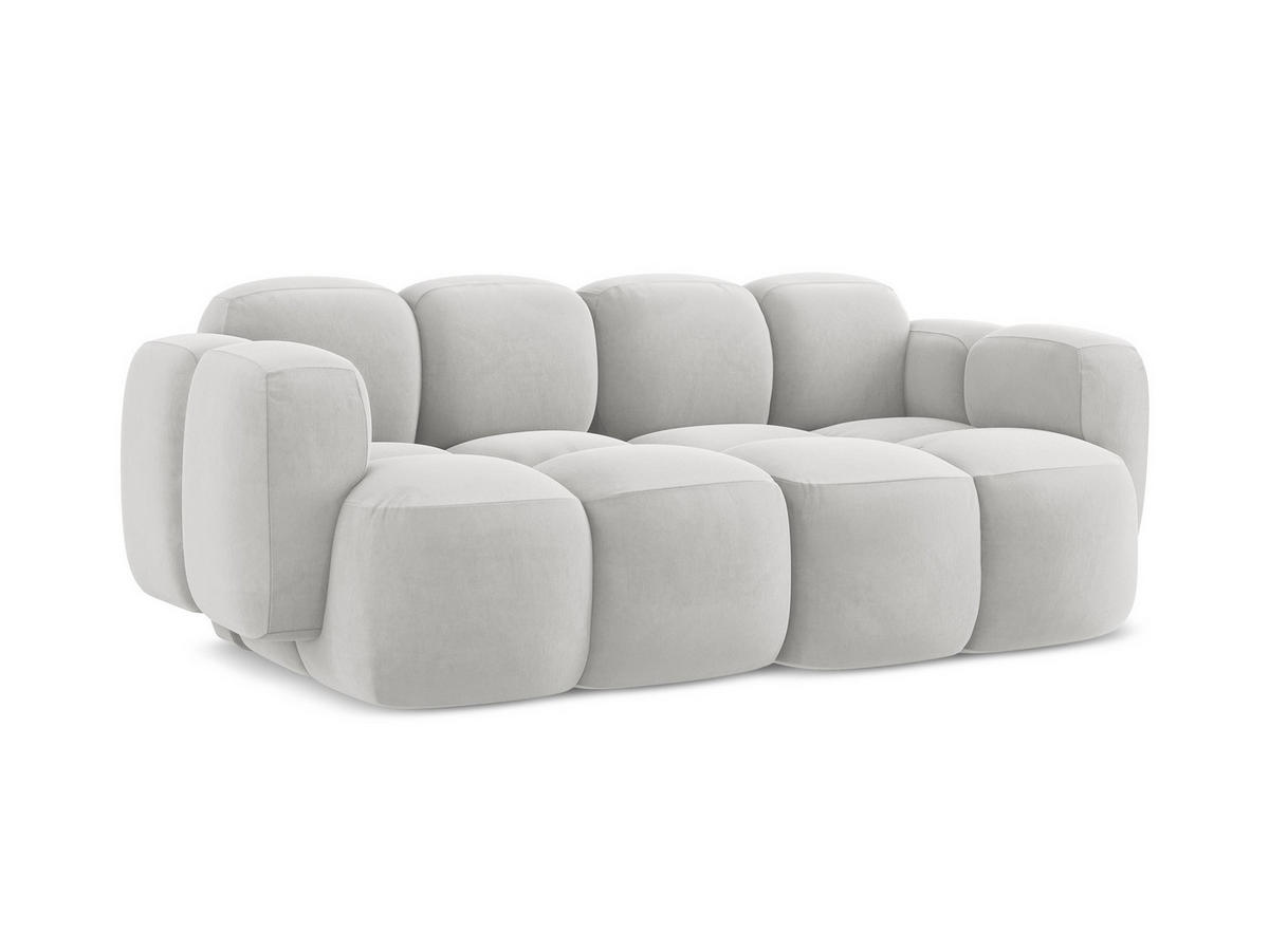 2-SITZER SOFA Samt Stoff Grau - Silberfarben/Schwarz, Holzwerkstoff/Kunststoff (210/72/115cm) - Makamii