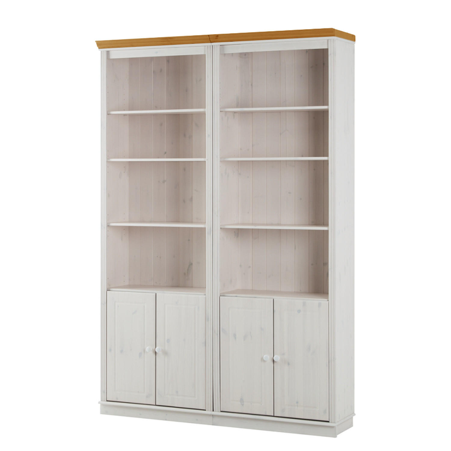 BÜCHERWAND - Kiefer massiv - Typ A - Weiß/Kieferfarben, Holz (148/223/37cm) - home24