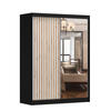 SCHWEBETÜRENSCHRANK LAMI B Schwarz/Sonoma Eiche mit Spiegel, ohne LED Beleuchtung 150 cm - Alufarben/Schwarz, Glas/Holzwerkstoff (150/200/61cm) - imoebel24