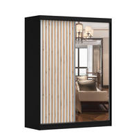 SCHWEBETÜRENSCHRANK LAMI B Schwarz/Sonoma Eiche mit Spiegel, ohne LED Beleuchtung 150 cm - Alufarben/Schwarz, Glas/Holzwerkstoff (150/200/61cm) - imoebel24